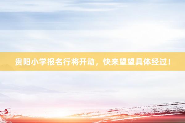 贵阳小学报名行将开动，快来望望具体经过！